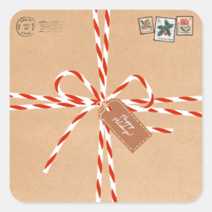 Rustikale Geschenkaufkleber - Zuckerstangen & Stem Quadratischer Aufkleber