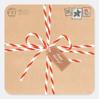 Rustikale Geschenkaufkleber - Zuckerstangen & Stem Quadratischer Aufkleber