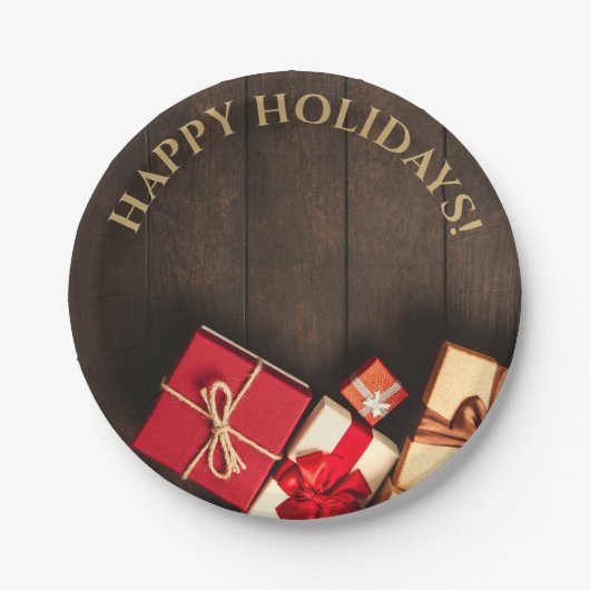 Rustikale Geschenkboxen, Weihnachten Pappteller (Vorderseite)