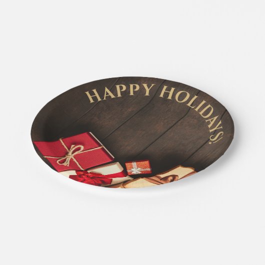Rustikale Geschenkboxen, Weihnachten Pappteller (Schrägansicht)
