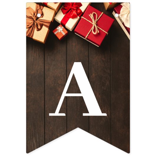 Rustikale Geschenkboxen, Weihnachts-Party Wimpelkette (Dritte Fahne)