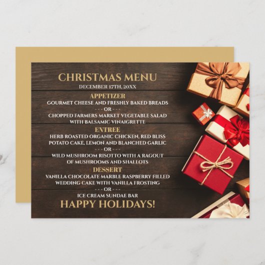 Rustikale Geschenkboxen, Weihnachtsmenü Menükarte (Vorne/Hinten)