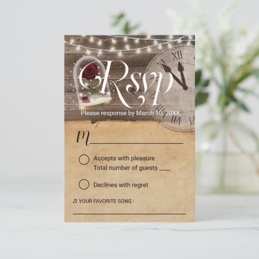 Rustikale Geschichte, so alt wie die Zeit Märchen RSVP Karte (Stehend Vorderseite)