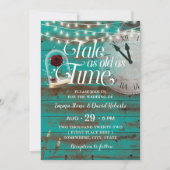 Rustikale Geschichte so alt wie Zeit Aquamarin Mär Einladung (Vorderseite)