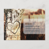 Rustikale, geschnitzte Bäume und String-Leuchten S Ankündigungspostkarte (Rückseite)