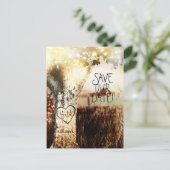 Rustikale, geschnitzte Bäume und String-Leuchten S Ankündigungspostkarte (Stehend Vorderseite)