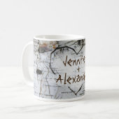 Rustikale geschnitzte Birken-Baum-Herz-Tasse Kaffeetasse (Vorderseite Links)