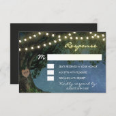 Rustikale, geschnitzte Herz-Eichenbaum Hochzeitska RSVP Karte (Vorne/Hinten)