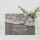 Rustikale, geschnitzte Holz-Herz-Baumhütte Einladung (Stehend Vorderseite)