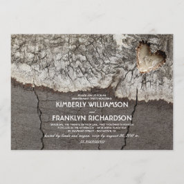 Rustikale, geschnitzte Holz-Herz-Baumhütte Einladung