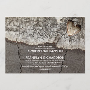 Rustikale, geschnitzte Holz-Herz-Baumhütte Einladung