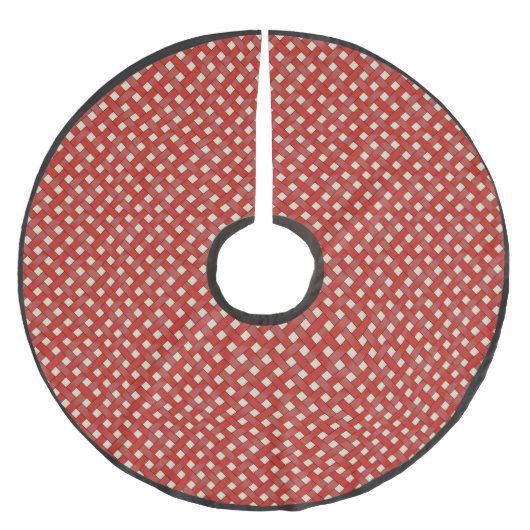 Rustikale gesponnene rote Flechtweide auf Polyester Weihnachtsbaumdecke (Vorderseite)