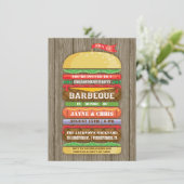 Rustikale gestapelte Hamburger Engagement Party GR Einladung (Stehend Vorderseite)