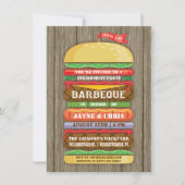 Rustikale gestapelte Hamburger Engagement Party GR Einladung (Vorderseite)