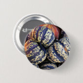 Rustikale gestreifte Kürbisse Button (Vorne & Hinten)