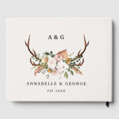 Rustikale Geweih-Blumen-Hochzeit Boho-Waldland Gästebuch (Rückseite)