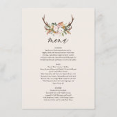 Rustikale Geweih-Blumen-Hochzeitsmenü Boho Woodlan Menükarte (Vorderseite)