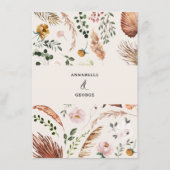 Rustikale Geweih-Blumen-Hochzeitsmenü Boho Woodlan Menükarte (Rückseite)