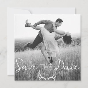 Rustikale Geweih-Grafik Weiße Save-the-Date-Kart Save The Date