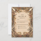 Rustikale Geweih-Herbst-Hochzeit RSVP Karte (Vorderseite)