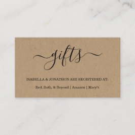 Rustikale Giftregistrierung Einfügen/Einladung Begleitkarte