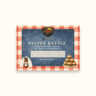 Rustikale Gingham-BBQ-Baby-Shower-Raffle-Karten Begleitkarte