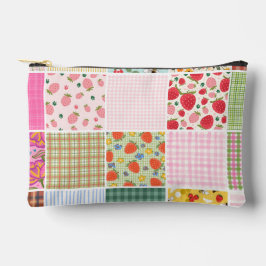 Rustikale Gingham-Blumen-Beeren-Quilt-Inspiration Zubehörtasche