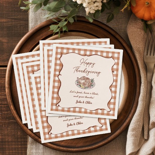 Rustikale Gingham-Dankfest-Dinner Serviette