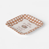 Rustikale Gingham-Friendsgiving-Dankfest-Dinnerpar Pappteller (Gewinkelt)