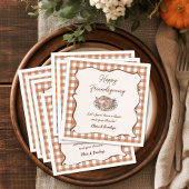Rustikale Gingham-Friendsgiving-Dankfest-Dinnerpar Serviette