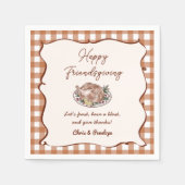 Rustikale Gingham-Friendsgiving-Dankfest-Dinnerpar Serviette (Vorderseite)