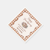 Rustikale Gingham-Friendsgiving-Dankfest-Dinnerpar Serviette (Ecke)