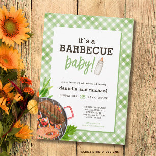 Rustikale Gingham-Grill-Baby-Party Einladung