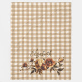 Rustikale Gingham HerbstRose Personalisiert Fleecedecke (Vorderseite)