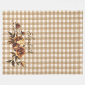 Rustikale Gingham HerbstRose Personalisiert Fleecedecke (Vorderseite (Horizontal))