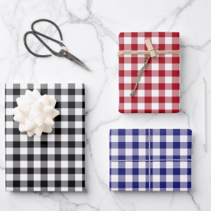 Rustikale Gingham-Karo-Muster Geschenkpapier Set