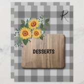 Rustikale Gingham Sonnenblumen Rezeptorteiler (Vorne/Hinten)