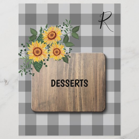 Rustikale Gingham Sonnenblumen Rezeptorteiler (Vorderseite)