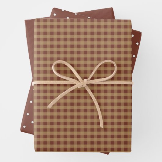 Rustikale Gingham und Polka Dots Geschenkpapier Set (Beispiel)