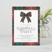 Rustikale Gingham Weihnachts-Party Einladung (Stehend Vorderseite)