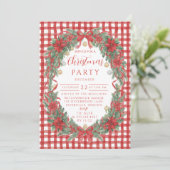 Rustikale Gingham-Weihnachtsstern-Weihnachten Einladung (Stehend Vorderseite)
