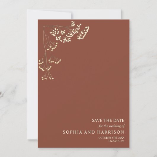 Rustikale Giovanni Terracotta Wedding Rett The Dat Save The Date (Vorderseite)