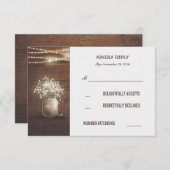 Rustikale Gipskraut Mason Jar Wedding RSVP Cards (Vorne/Hinten)