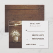 Rustikale Gipskraut Mason Jar Wedding RSVP Cards Karte (Vorne/Hinten)