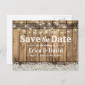 Rustikale Gipskraut-String-Lichter Save the Date Ankündigungspostkarte (Vorne/Hinten)