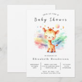 Rustikale Giraffe Babydusche Einladung (Vorne/Hinten)