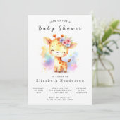 Rustikale Giraffe Babydusche Einladung (Stehend Vorderseite)