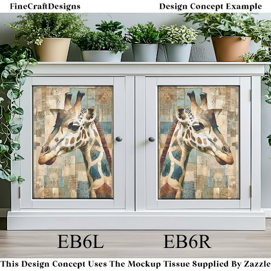 Rustikale Giraffe Patchwork Hintergrund EB6R Decou Seidenpapier