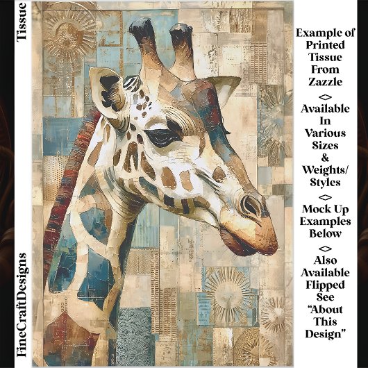 Rustikale Giraffe Patchwork Hintergrund EB6R Decou Seidenpapier