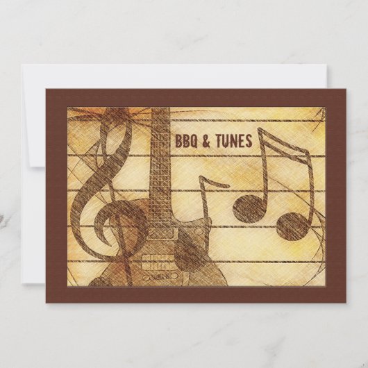 Rustikale Gitarreneinladung Einladung (Vorderseite)